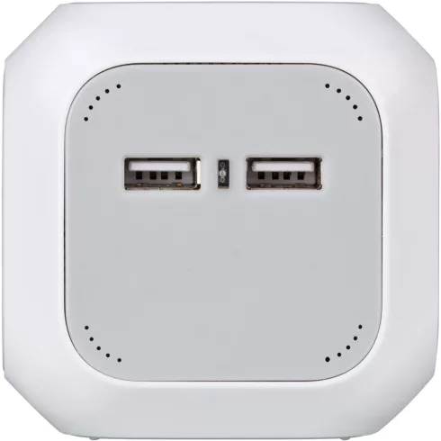 ALEA-Power kocka elosztó, 3 aljzat + 2x USB A (töltő), 1,4m H05VV-F 3G1,5, fehér/szürke               E1150100