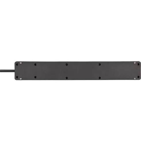 Bremounta elosztó, 5 aljzat + 2x USB A (töltő), kapcsolóval, 3m H05VV-F 3G1.5, fekete                 E1150660315