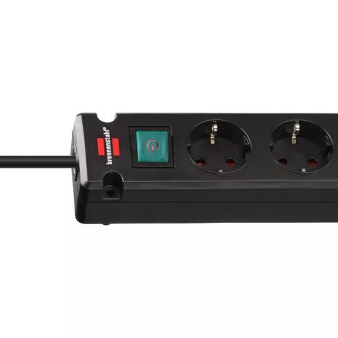 Bremounta elosztó, 5 aljzat + 2x USB C (töltő), kapcsolóval, 3m H05VV-F3G1.5, fekete                  E1150660415