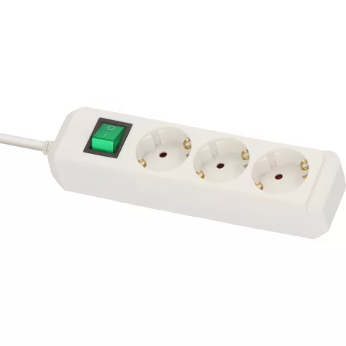 Eco-Line elosztó, 3 aljzat,  kapcsolóval, 5m H05VV-F 3G1,5, fehér                                     E1152920