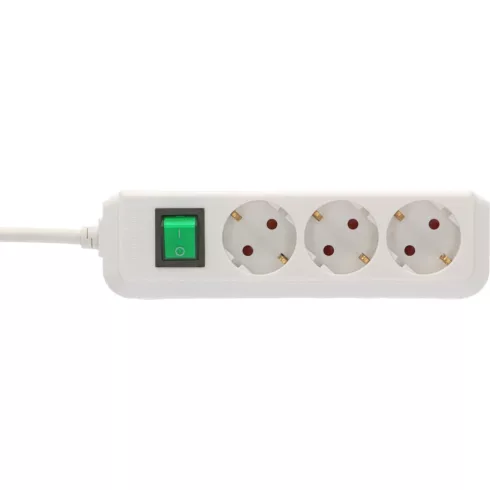 Eco-Line elosztó, 3 aljzat,  kapcsolóval, 5m H05VV-F 3G1,5, fehér                                     E1152920