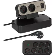   estilo Duplex asztali elosztó túlfeszültség-védelemmel, 9 aljzat + 1xUSB-C PD, 1xUSB-A, kapcsolóval   E1153580210