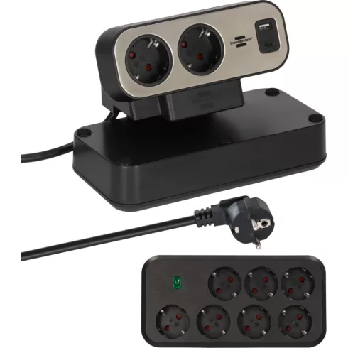 estilo Duplex asztali elosztó túlfeszültség-védelemmel, 9 aljzat + 1xUSB-C PD, 1xUSB-A, kapcsolóval   E1153580210