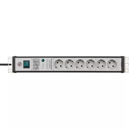 Premium-Line 19'' elosztó, 6 aljzat, 60.000A túlfeszültség védelemmel, kapcsolóval, 3m H05VV-F 3G1,5  E1156057696
