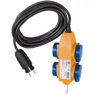   Minőségi hosszabbító, 4 aljzat, 5m H05VV-F 3G1.5, IP44, Powerblock-kal, fekete                        E1168200