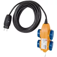   Minőségi hosszabbító, 4 aljzat, 10m H05VV-F 3G1.5, IP44, Powerblock-kal, fekete                       E1168780