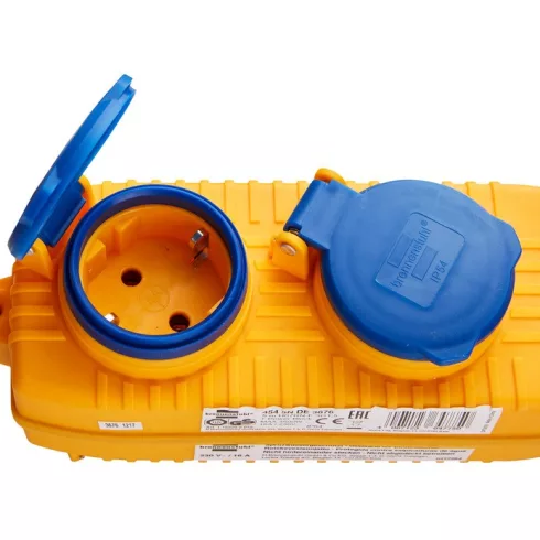 Ipari hosszabbító, 4 aljzat, 5m H07RN-F 3x1,5mm2, IP54,  Powerblock-kal, fekete                       E1169200010
