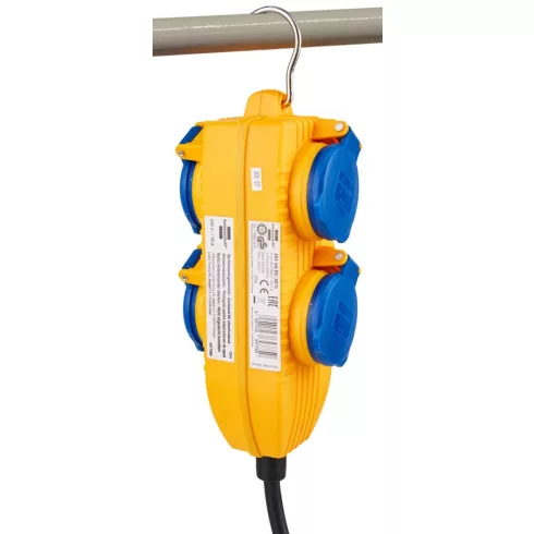 Ipari hosszabbító, 4 aljzat, 5m H07RN-F 3x1,5mm2, IP54,  Powerblock-kal, fekete                       E1169200010