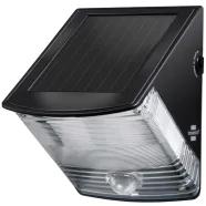   Szolár LED falilámpa, IP44,  PIR mozgásérzékelővel, alkonykapcsolóval, 2x0,5W, 85lm, fekete           E1170970