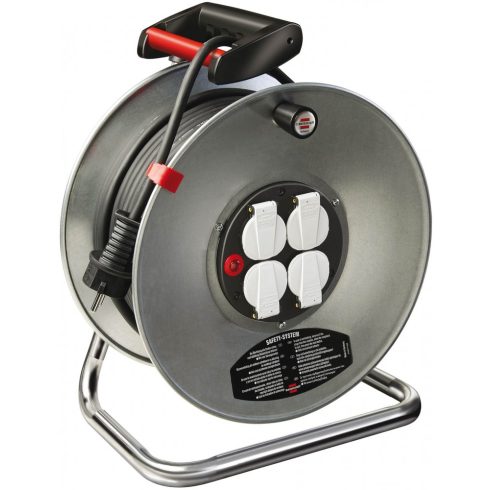Garant SK kábeldob 290, 50m H05RR-F 3G1.5 fekete, IP44, 4 aljzat 230V/16A csapfedéllel, acél dobtest  E1198538