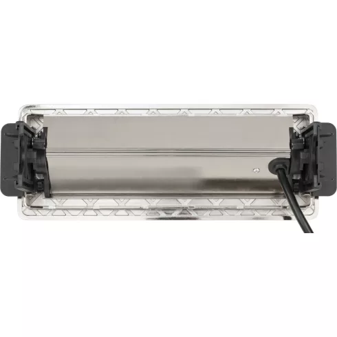 Indesk Power rejtett elosztó, 3 aljzat + 2x USB A (töltő), 2m H05VV-F3G1.5, ezüst/fekete              E1396200113