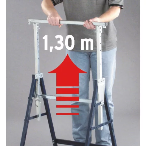 Acél teleszkópos munkaállvány (max. 130cm), összecsukható, 160kg-ig terhelhető, MB 160 H              E1444700