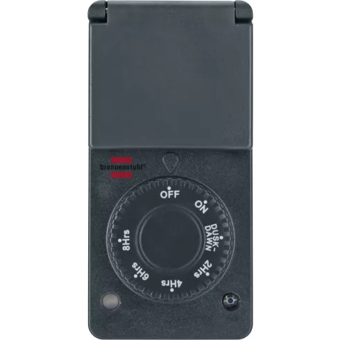 Mechanikus kültéri időkapcsoló, szürkület érzékelővel, IP44, földelt alj, antracit, DDT               E1506120