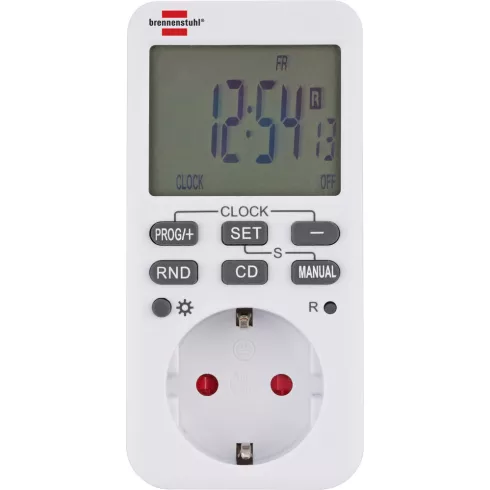 Digitális időkapcsoló, heti, földelt alj, visszaszámlálós, fehér, Comfort-Line                        E1506320