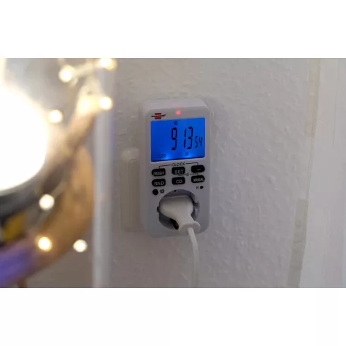 Digitális időkapcsoló, heti, földelt alj, visszaszámlálós, fehér, Comfort-Line                        E1506320