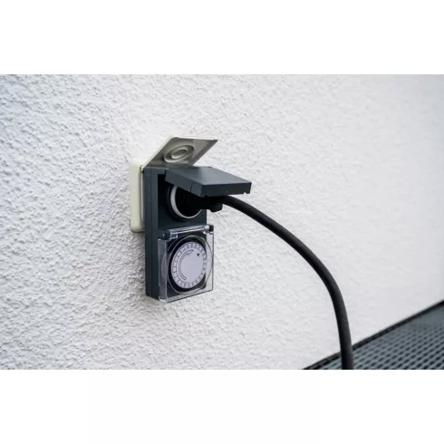 Mechanikus időkapcsoló, napi, IP44, min. 15 perc, földelt alj, fekete, MZ 44                          E1506460