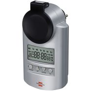   Digitális időkapcsoló, heti, földelt alj, csapfedeles, IP44, Primera-Line                             E1507490