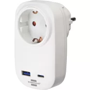   Hálózati aljzat, védőérintkezős + USB-C PD 20W + USB-A 18W, max. 16A/3680W, IP20, fehér               E1508210010