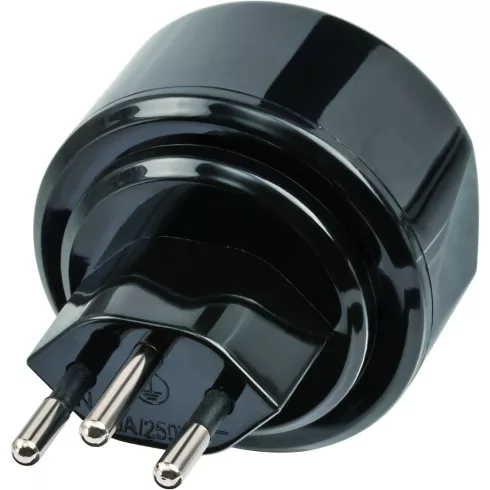 Utazóadapter, magyar földelt alj => svájci dugó - 10A automata biztosíték                             E1508642
