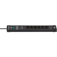   Premium-Line elosztó, 6 aljzat + 2x USB A (töltő), 60.000A túlfeszültség-védelemmel, kapcsolóval, 3m  E1951160606