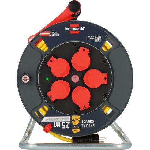 Professional kábeldob 300 ST, 5 x F aljzat, 300mm dobátmérő, 25m AT-N07V3V3-F 3G1.5 sárga, IP44       E9231210400