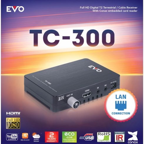 Digitális beltéri DVBT + kártyás + kábelTV Amiko Impulse HD T2C                                       EHD-TC300