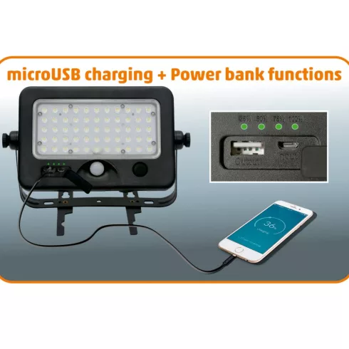 Szolár paneles LED reflektor, mozgásérzékelős 10 W 1100 LM, HSO                                       FLP1100SOLAR