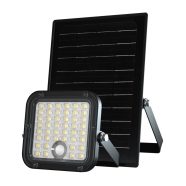   Szolár LED reflektor, PIR, 1500 lm, 3000/6000 K, 3600 mAh akku, 2 üzemmód, távirányítóval, IP65, HSO  FLP1500SOLAR