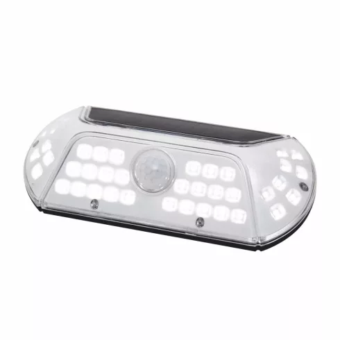 Napelemes LED lámpa, PIR mozgásérzékelő, 120°, 5m, 300lm, 6000K, 800mAh akku, IP44, HSO               FLP301SOLAR