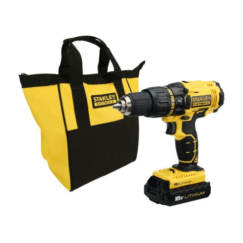 STANLEY FATMAX 18V 1.3Ah Li-Ion 2 sebességes akkumulátoros ütvefúró/csavarozó, táskával               FMC626C2S-QW
