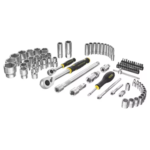 STANLEY FATMAX 1/4' + 1/2' dugókulcs szett 3 fokonkénti fogazással, 81 részes kemény dobozban         FMMT82826-1