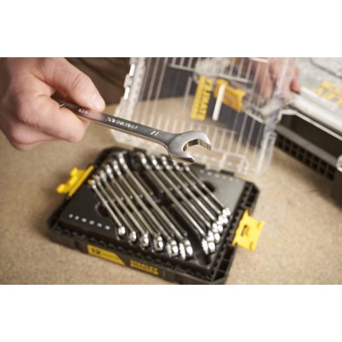 STANLEY FATMAX közepes méretű csillag-villáskulcs szett, 12 részes, összecsatolható tárolódobozban    FMMT98104-0