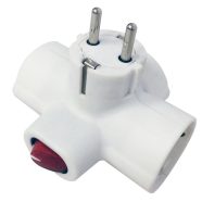   Földelt T elosztó 3-as, 2 pólusú világítós kapcsolóval, fehér                                         GA0794