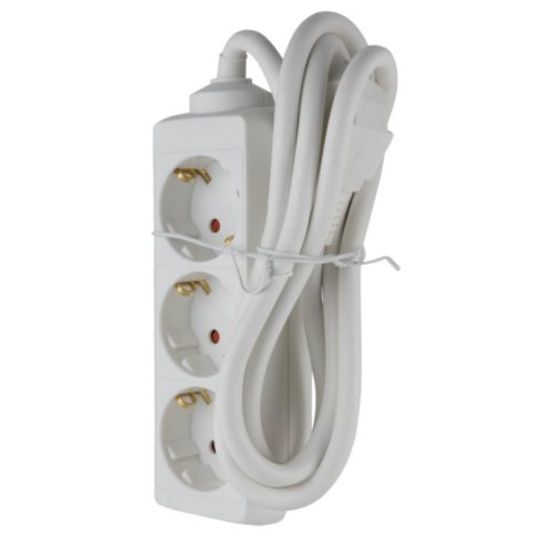 Asztali elosztó 3-as, 1,4m, 3x1.0, fehér                                                              GA6608