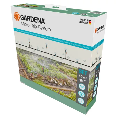 GARDENA MD mikrocsepegtetős, permetező öntöző készlet növényágyásokhoz, virágszegélyekhez - 60 m2     GE13450-20