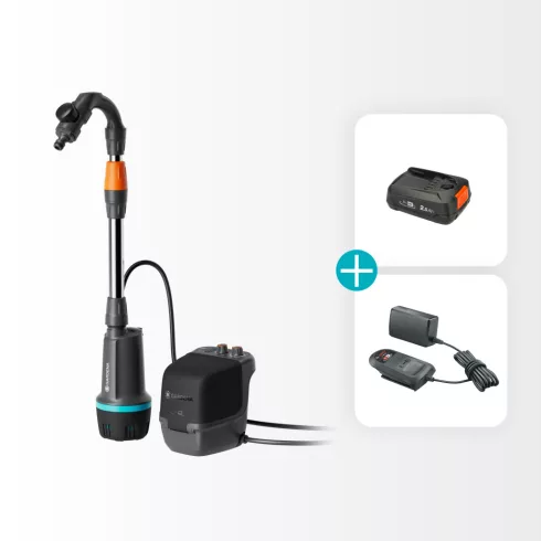 Comfort aut.hordóürítő szivattyú 2400, 18V P4A akkuval, 2400l/óra,max.száll.mag./nyomás:21m/2,1bar    GE14605-20