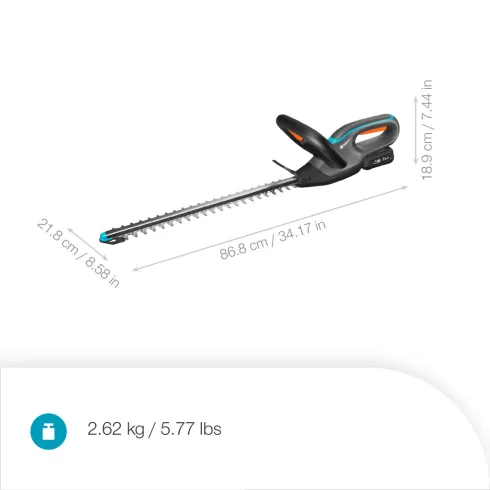 EasyCut sövénynyíró 45, 18V P4A akkumulátorral, kés hossza 45cm, késnyílás 15mm, max.60perc/140m2     GE14734-20