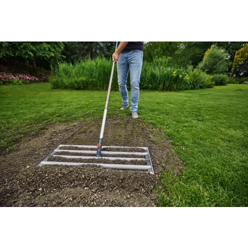 combisystem szintező gereblye, 76cm munkaszél., ajánlott nyél 180cm, lekerekített, zárt panellel      GE3569-20