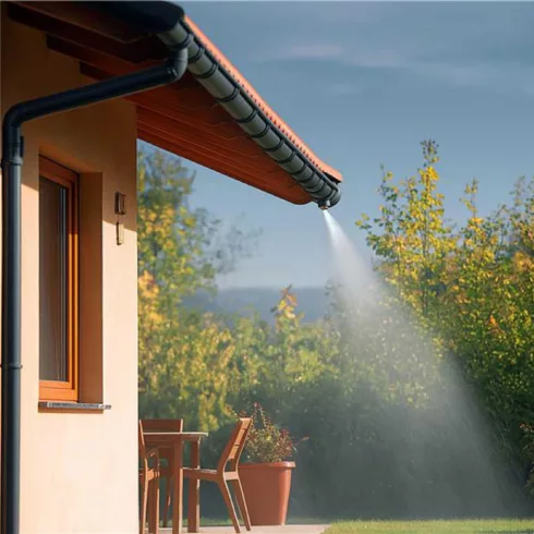 Kerti párásító-permetező-öntöző készlet, 12m vágható cső, 15 réz permetezőfej, csatlakozókkal, HSO    GMS12