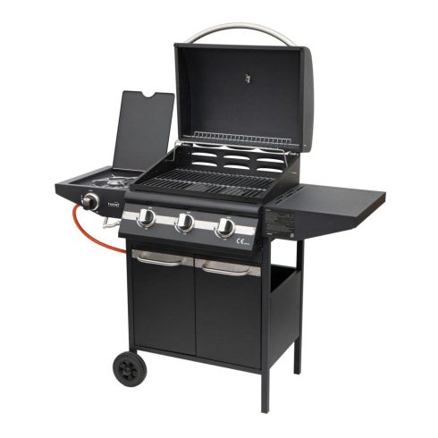 Gázgrill, 3 főégővel, 1 oldalégővel, nyomásszabályozó készlettel, HSO                                 GRG01