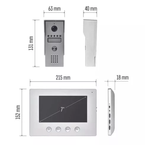 Videó kaputelefon 7'' szett EM-03M 2wire                                                              H2050