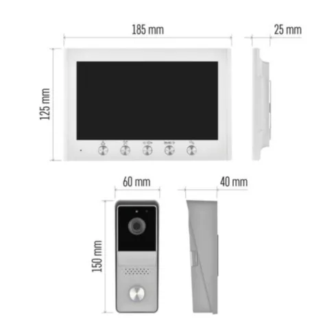 Otthoni videó kaputelefon klt, 1 résztvevő, full HD, 7''monitor, éjjellátó, IP44, EM-04Z AHD 2 WIRE   H2060