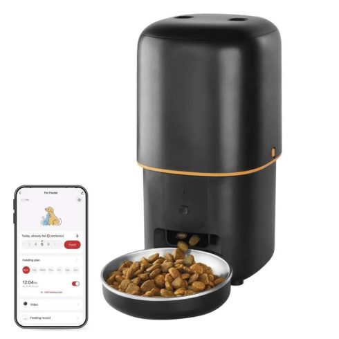 GoSmart okos állateledel adagoló, kis és közepes fajtáknak, 4 literes, 2-15mm szemcse, fekete, PET-1  H6002