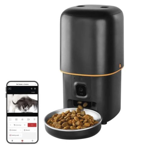 GoSmart okos állateledel adagoló kamerával, kis és közepes fajtáknak, 4 liter, 2-15mm, fekete, PET-1  H6004