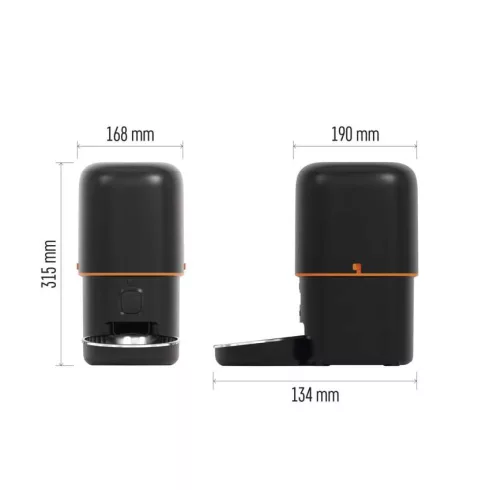GoSmart okos állateledel adagoló kamerával, kis és közepes fajtáknak, 4 liter, 2-15mm, fekete, PET-1  H6004