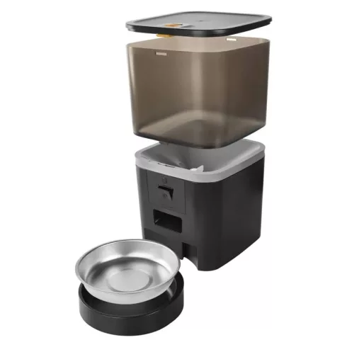 GoSmart okos állateledel adagoló kamerával, közepes és nagy fajtáknak, 6 liter, 3-15mm, fekete, PET-  H6006