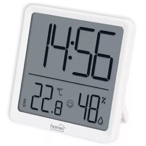 Hő- és páratartalom-mérő ébresztőóra, LCD kijelzővel, állítható, akasztható, mágnessel, elemes, HSO   HC17