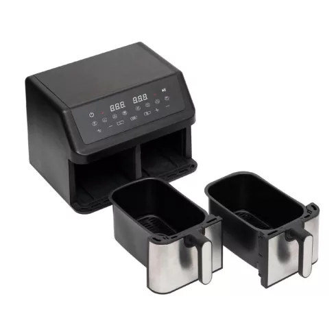 Duplakosaras forrólevegős sütő, Air Fryer, 2x4,5l, 2000 W, digitális vezérlés, 8 féle üzemmód, HSO    HGAF29