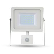   LED reflektor mozgásérzékelővel 30W, fehér ALU kültéri ház, semleges 4500K, IP44, 2550lm, 180° 12m    IFLPIR30WH