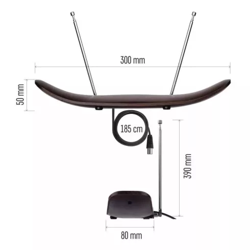 Szobaantenna CITY WOODľC500, DVB-T2, DAB, FM, LTE/4G/5G szűrő                                         J0708